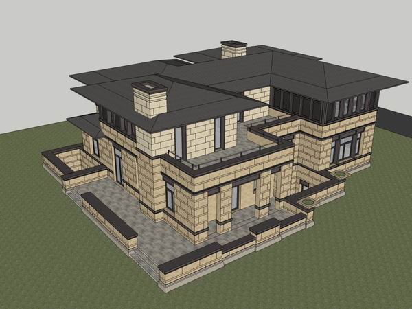 Sketchup别墅模型|独栋别墅,古典风格 Sketchup别墅模型|独栋别墅,古典风格