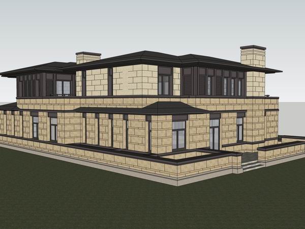Sketchup别墅模型|独栋别墅,古典风格 Sketchup别墅模型|独栋别墅,古典风格