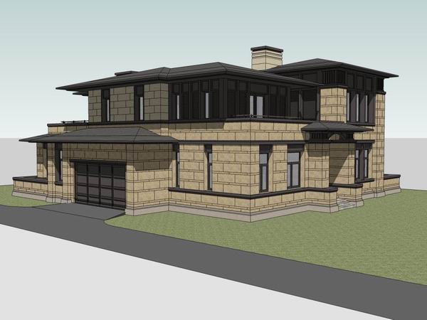 Sketchup别墅模型|独栋别墅,古典风格 Sketchup别墅模型|独栋别墅,古典风格