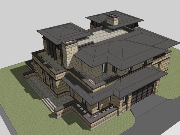 Sketchup别墅模型|独栋别墅,古典风格 Sketchup别墅模型|独栋别墅,古典风格