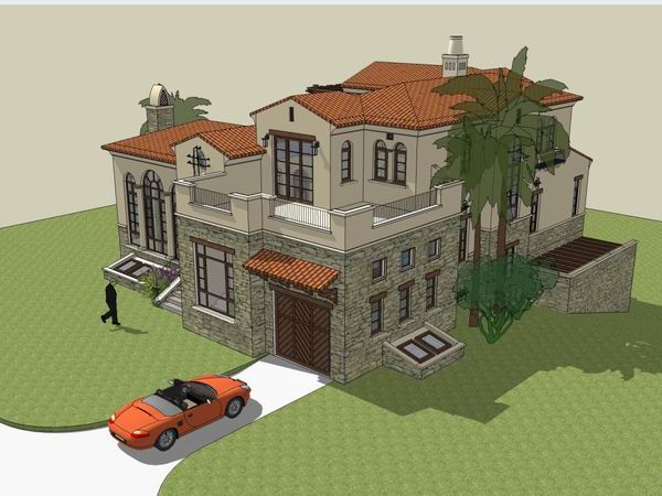 Sketchup别墅模型|独栋别墅,欧式古典风格 Sketchup别墅模型|独栋别墅,欧式古典风格