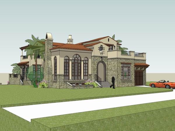 Sketchup别墅模型|独栋别墅,欧式古典风格 Sketchup别墅模型|独栋别墅,欧式古典风格