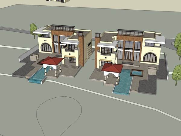 Sketchup别墅模型|独栋别墅,现代风格 Sketchup别墅模型|独栋别墅,现代风格
