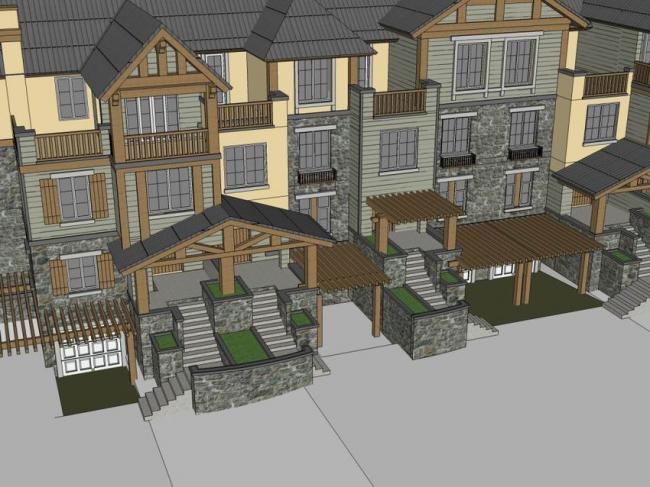 Sketchup别墅模型|五联排别墅,古典风格 Sketchup别墅模型|五联排别墅,古典风格