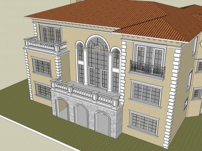 Sketchup别墅模型|独栋别墅,古典风格 Sketchup别墅模型|独栋别墅,古典风格