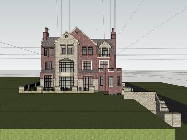 Sketchup别墅模型|独栋别墅,古典风格 Sketchup别墅模型|独栋别墅,古典风格