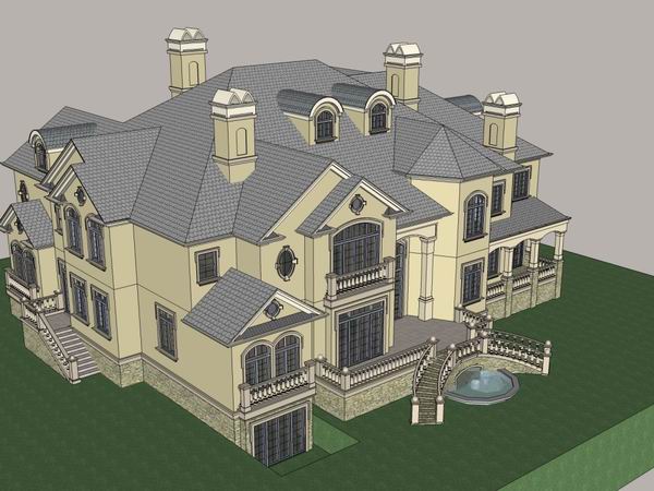 Sketchup别墅模型|独栋住宅别墅,古典风格 Sketchup别墅模型|独栋住宅别墅,古典风格