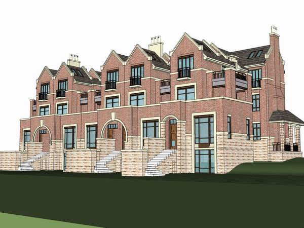 Sketchup别墅模型|双拼别墅,英式古典风格 Sketchup别墅模型|双拼别墅,英式古典风格