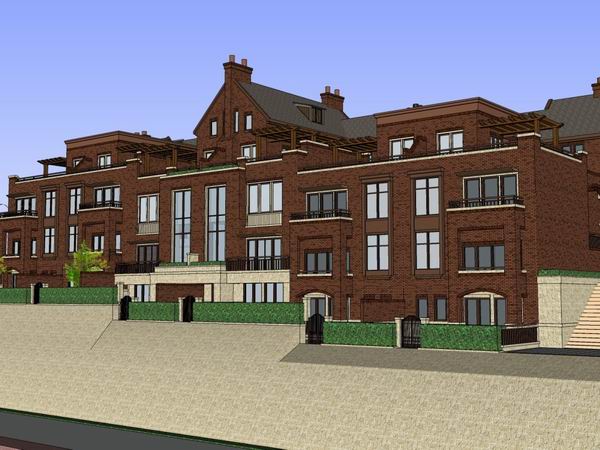 Sketchup别墅模型|联排别墅,英式古典风格 Sketchup别墅模型|联排别墅,英式古典风格