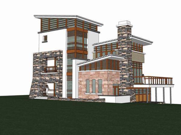Sketchup别墅模型|独栋别墅,现代风格 Sketchup别墅模型|独栋别墅,现代风格