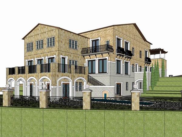 Sketchup别墅模型|独栋别墅,古典风格 Sketchup别墅模型|独栋别墅,古典风格