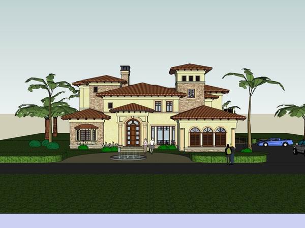 Sketchup别墅模型|独栋别墅,古典风格 Sketchup别墅模型|独栋别墅,古典风格