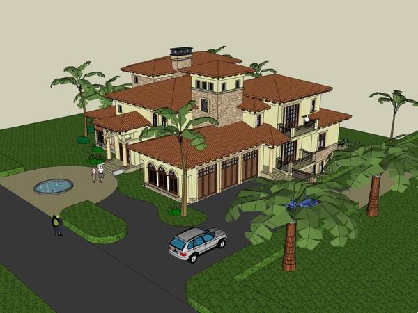 Sketchup别墅模型|独栋别墅,古典风格 Sketchup别墅模型|独栋别墅,古典风格