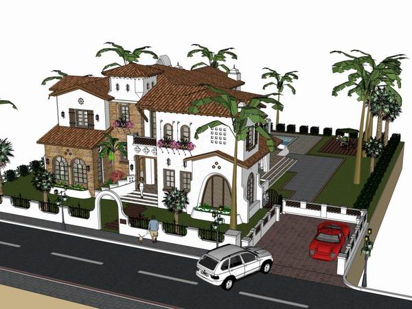 Sketchup别墅模型|独栋别墅,古典风格 Sketchup别墅模型|独栋别墅,古典风格
