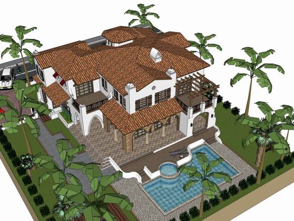 Sketchup别墅模型|独栋别墅,古典风格 Sketchup别墅模型|独栋别墅,古典风格