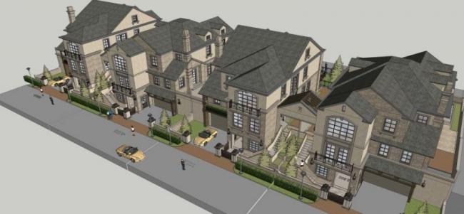 Sketchup别墅模型|联排别墅,欧式古典风格 Sketchup别墅模型|联排别墅,欧式古典风格