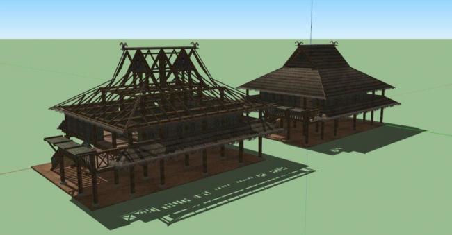 Sketchup酒店模型|民宿,酒店,民族风格 Sketchup酒店模型|民宿,酒店,民族风格