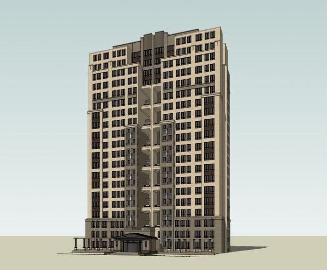 Sketchup办公模型|高层办公楼,新古典风格 Sketchup办公模型|高层办公楼,新古典风格