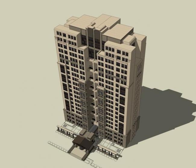 Sketchup办公模型|高层办公楼,新古典风格 Sketchup办公模型|高层办公楼,新古典风格