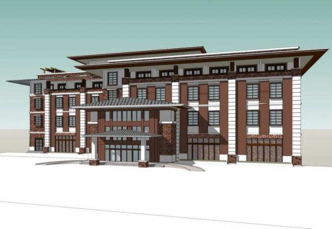 Sketchup酒店模型|多层旅馆酒店,现代风格 Sketchup酒店模型|多层旅馆酒店,现代风格