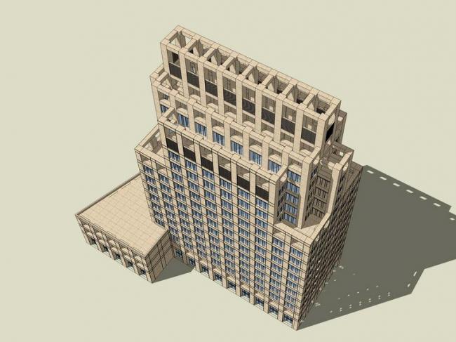 Sketchup办公模型|高层办公楼,古典风格 Sketchup办公模型|高层办公楼,古典风格