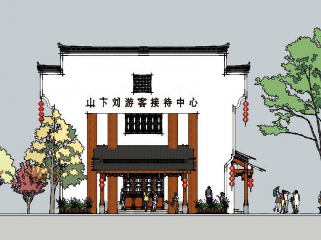 Sketchup办公模型|游客中心,中式风格 Sketchup办公模型|游客中心,中式风格