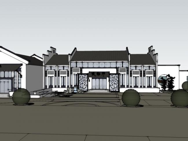 Sketchup车站路桥|候船厅,现代中式风格 Sketchup车站路桥|候船厅,现代中式风格