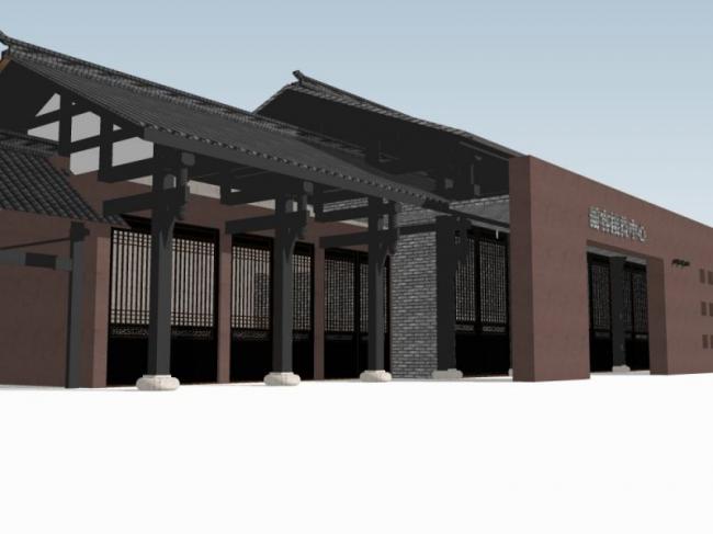 Sketchup办公模型|接待中心,现代中式风格 Sketchup办公模型|接待中心,现代中式风格