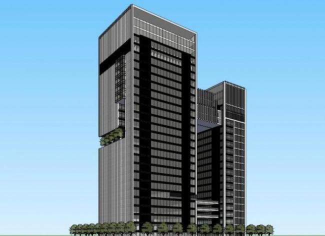 Sketchup办公模型|高层办公楼，现代风格-BIM建筑网