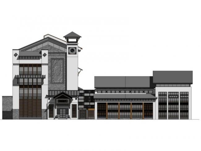 Sketchup办公模型|多层办公楼群,中式风格 Sketchup办公模型|多层办公楼群,中式风格