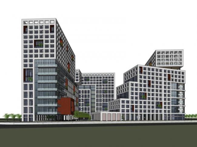 Sketchup办公模型|多高层创意园,现代风格 Sketchup办公模型|多高层创意园,现代风格