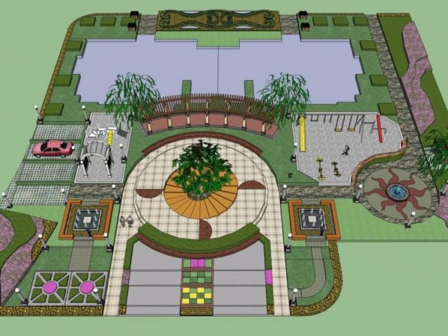 Sketchup景观模型|小区景观,现代风格 Sketchup景观模型|小区景观,现代风格