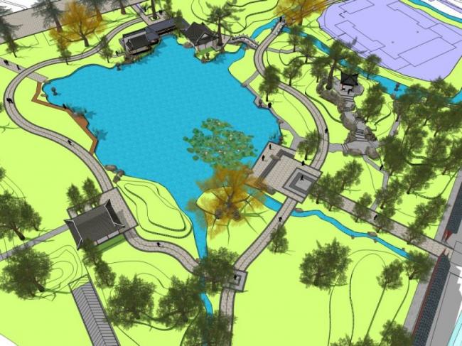 Sketchup景观模型|公园景观,中式风格 Sketchup景观模型|公园景观,中式风格