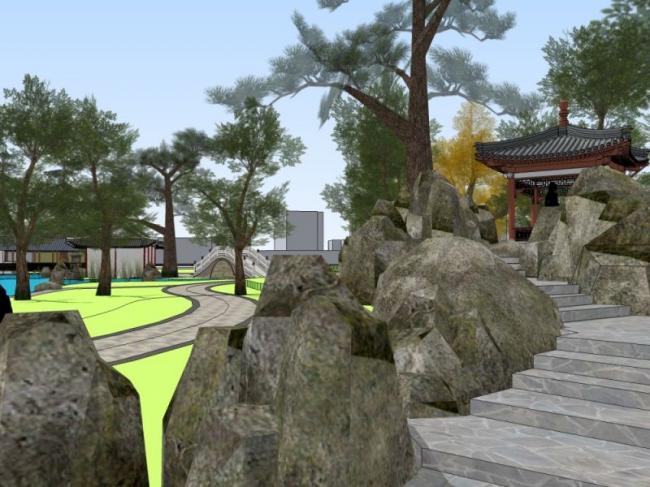 Sketchup景观模型|公园景观,中式风格 Sketchup景观模型|公园景观,中式风格