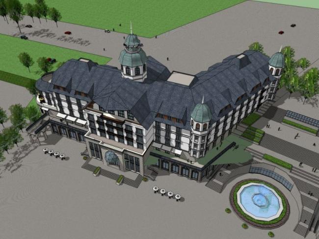 Sketchup酒店模型|多层酒店,古典风格 Sketchup酒店模型|多层酒店,古典风格