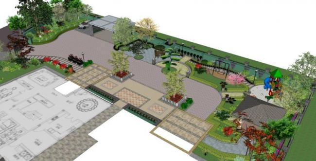 Sketchup景观模型|庭院花园,新中式风格 Sketchup景观模型|庭院花园,新中式风格