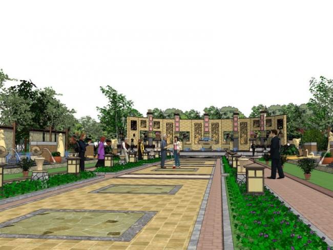 Sketchup景观模型|广场景观,中式风格 Sketchup景观模型|广场景观,中式风格