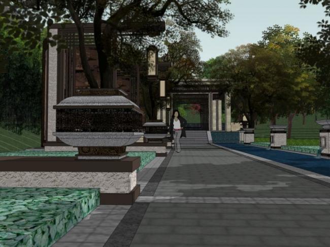 Sketchup景观模型|庭院景观,古典风格 Sketchup景观模型|庭院景观,古典风格