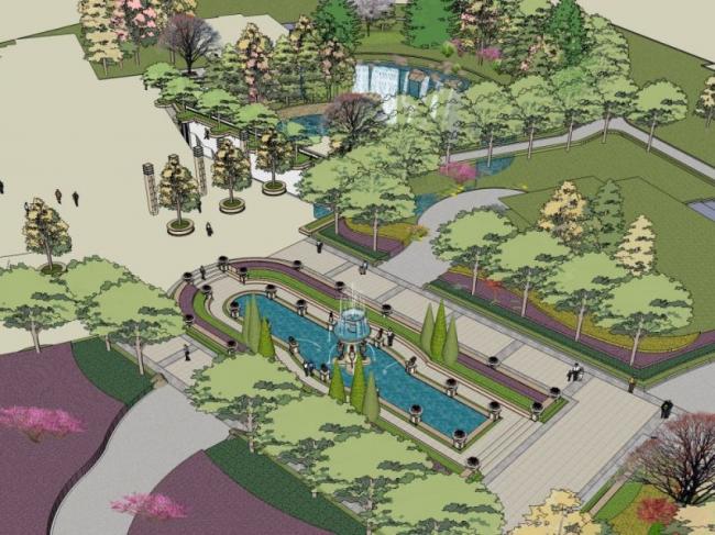 Sketchup景观模型|广场景观,古典风格 Sketchup景观模型|广场景观,古典风格