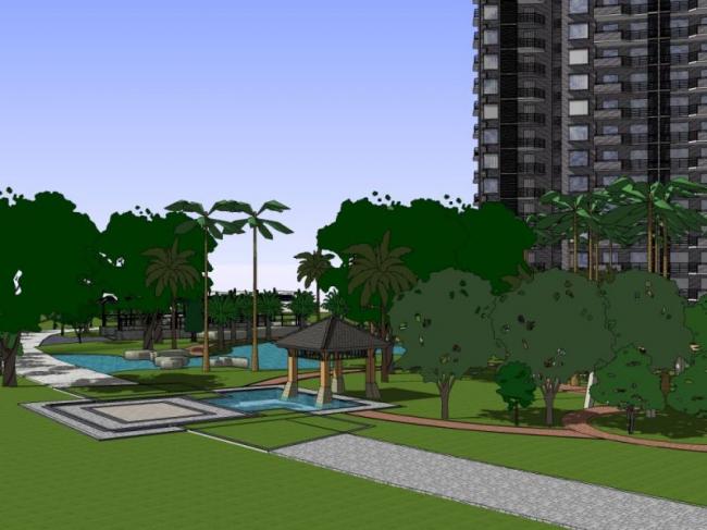 Sketchup景观模型|小区景观,古典风格 Sketchup景观模型|小区景观,古典风格