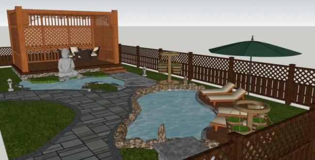 Sketchup景观模型|别墅庭院,中式风格 Sketchup景观模型|别墅庭院,中式风格