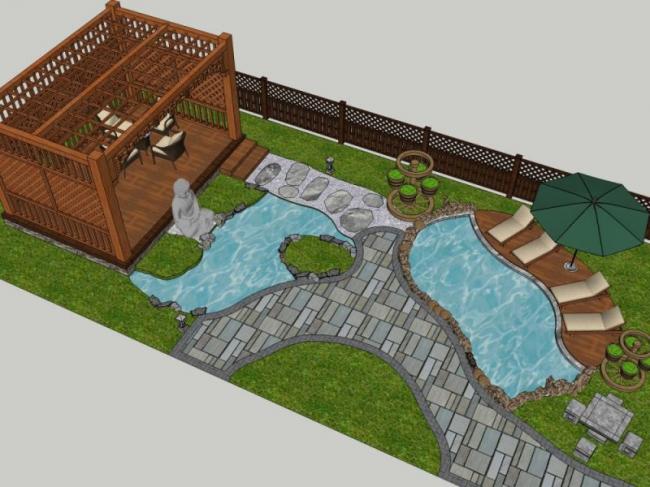 Sketchup景观模型|别墅庭院,中式风格 Sketchup景观模型|别墅庭院,中式风格