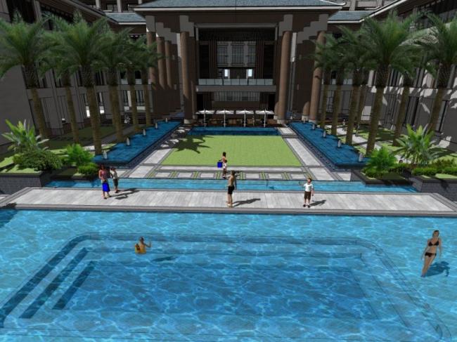 Sketchup景观模型|泳池景观,古典风格 Sketchup景观模型|泳池景观,古典风格
