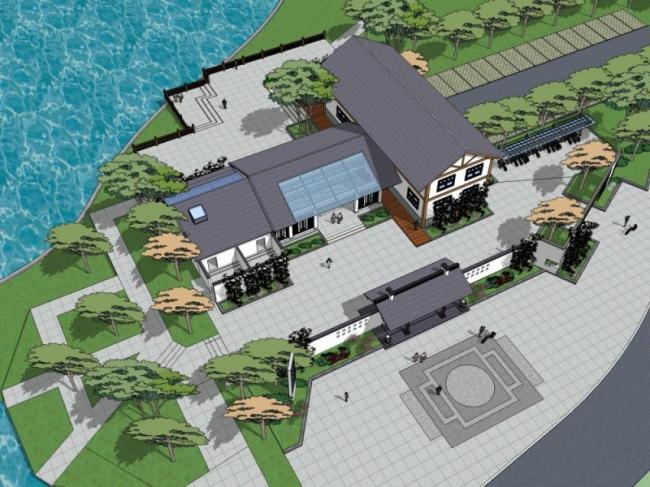 Sketchup景观模型|滨水景观,现代中式风格 Sketchup景观模型|滨水景观,现代中式风格