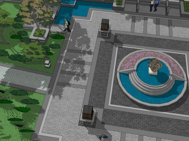 Sketchup景观模型|广场景观,现代中式风格 Sketchup景观模型|广场景观,现代中式风格