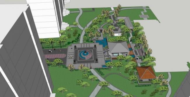 Sketchup景观模型|广场景观,现代中式风格 Sketchup景观模型|广场景观,现代中式风格