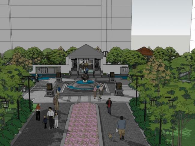 Sketchup景观模型|广场景观,现代中式风格 Sketchup景观模型|广场景观,现代中式风格