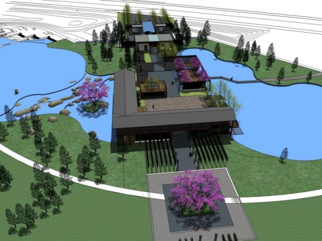 Sketchup景观模型|公园景观,现代中式风格 Sketchup景观模型|公园景观,现代中式风格