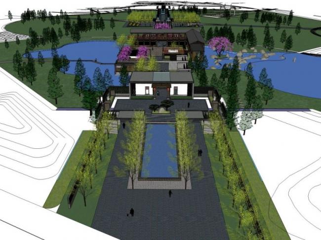 Sketchup景观模型|公园景观,现代中式风格 Sketchup景观模型|公园景观,现代中式风格