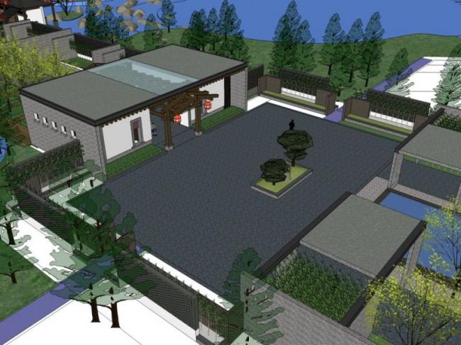 Sketchup景观模型|公园景观,现代中式风格 Sketchup景观模型|公园景观,现代中式风格